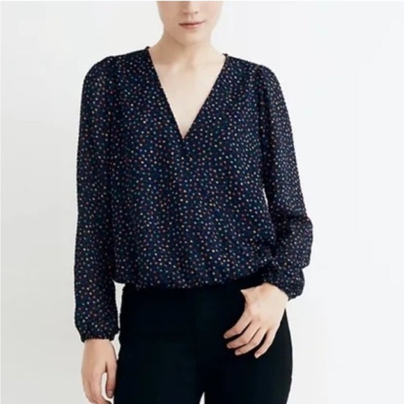 Madewell Tops - Madewell Lyric Wrap Top in Sugar Dot Size L